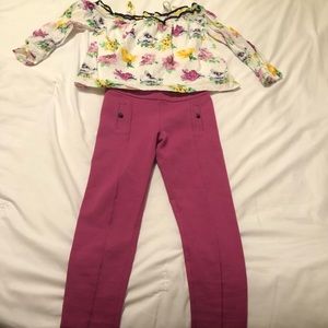 Janie and Jack Girl!! Cold Shoulder Floral Top and Rose Button Ponte Pant!